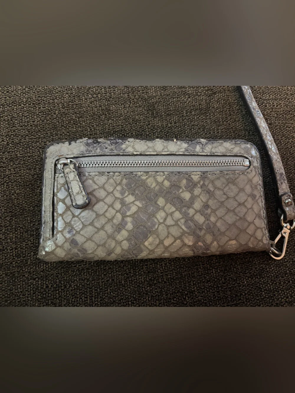 Michael Kors Taupe Snake-Embossed Wristlet